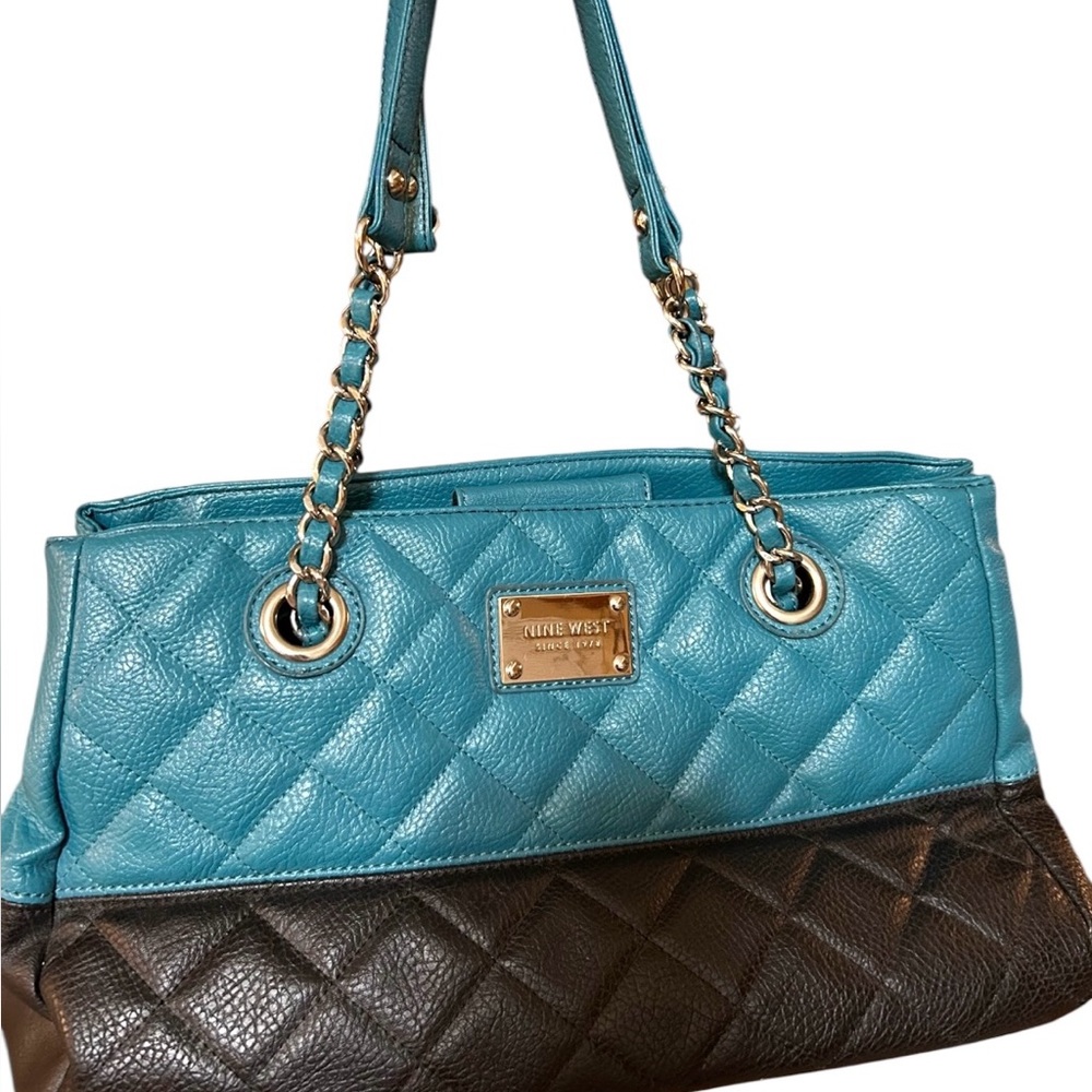 Nine West Turquoise and Black Shoulder Bag Chain Accents